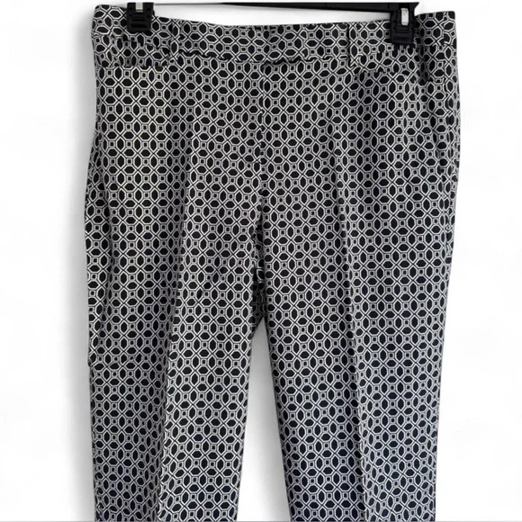 NWT Talbots Hampshire Ankle Pants Navy White Circle Geo Print Cotton Stretch 10 - Picture 3 of 9